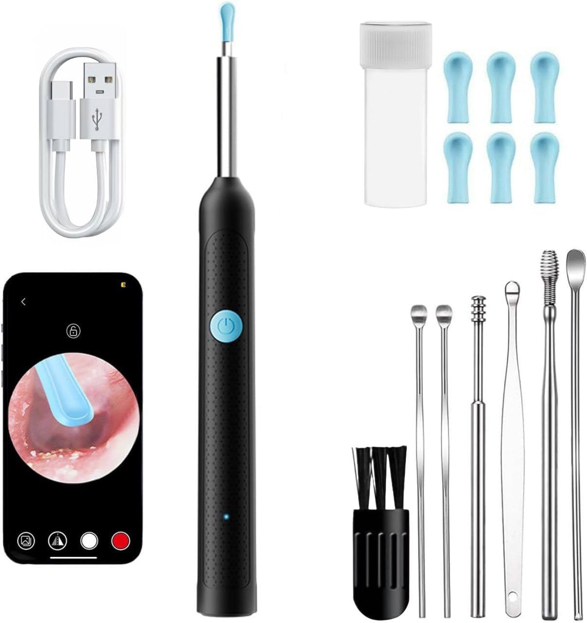 Ear Wax Removal, Ear Cleaner with Camera, Ear Wax Removal Kit with 1080P, Ear Camera Otoscope with Light, Ear Cleaning Kit for Android