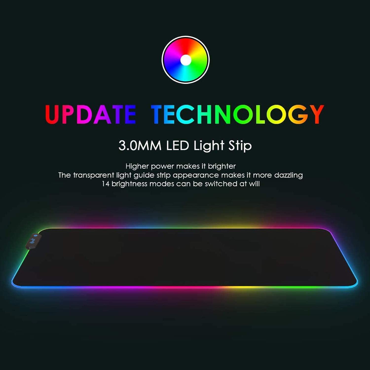 RGB Gaming Mouse Pad, Soft Glowing 14 LED Modes, Gaming Desk Keyboard Pad, Mouse Mat, Non-Slip Rubber Base