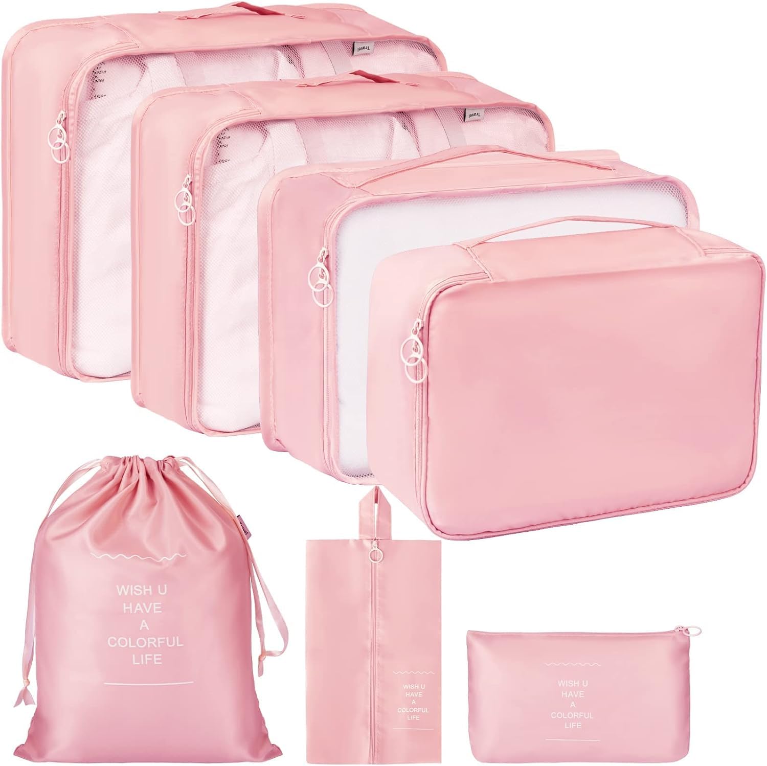 7 Pcs Travel Waterproof Storage Bag - 7 Pcs Set Packing Cubes Travel Organizer - 7 In 1 Travel Organizer