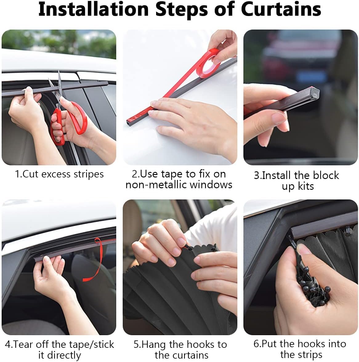 4pcs Universal Magnetic Car Side Window Curtains | Foldable Privacy Sunshade Curtains | Car Sunshade with Strong Magnets for Baby Protection, UV Blocking, and Heat Control (Black)