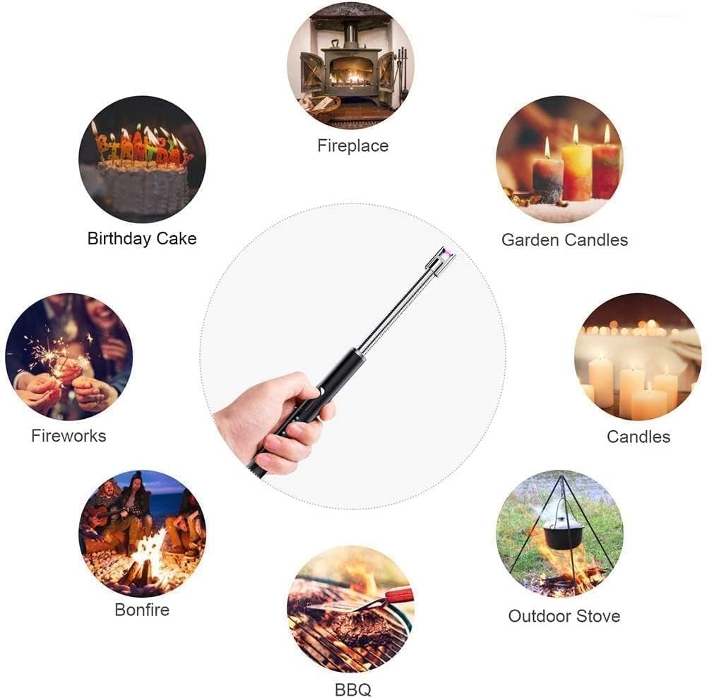 Gas Lighter for Kitchen use c-Type Rechargeable Electric lighters for Kitchen Cooking Gas Stove Candles BBQ Pooja, 360° Flexible Neck Arc USB Plasma Lighter Windproof