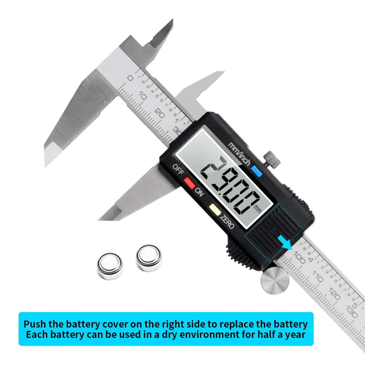 Electronic Digital Caliper Measuring Tool, Stainless Steel Vernier Caliper Digital, Easy Switch from Inch Metric, LCD Screen,0-6inch/150mm Caliper Measuring Tool for DIY/3D
