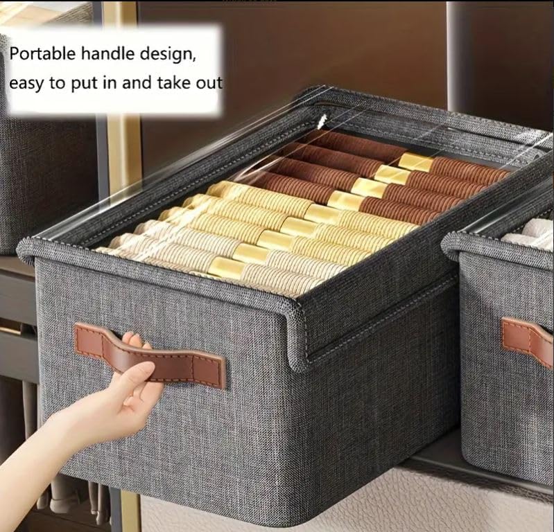 26 Litre Storage Box With Lid Clothes Storage Box With Lid Folding Storage Box With Handles Durable Clothes Basket For Blanket Space-saving Storage And Organizer For Wardrobe (1 pcs)