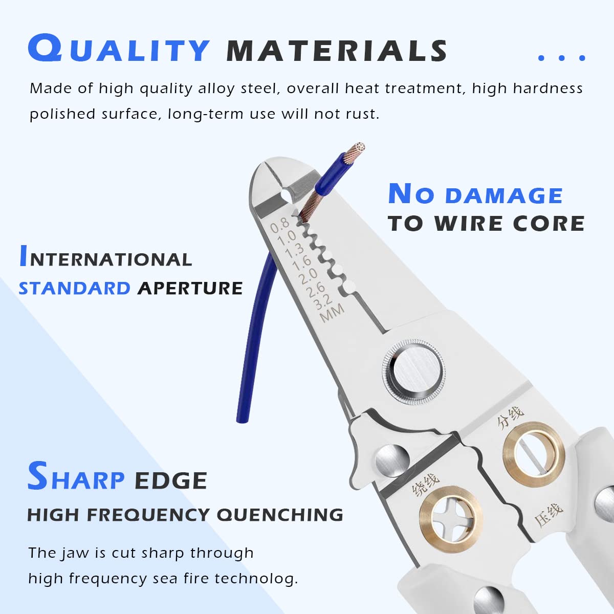 Wire Stripper and Cutter Pliers Tools For Electricians 6-in-1 Multifunctional Wire and Cable Stripping, Cutting, Winding, Crimping Precision Stainless Stee Hand Tool