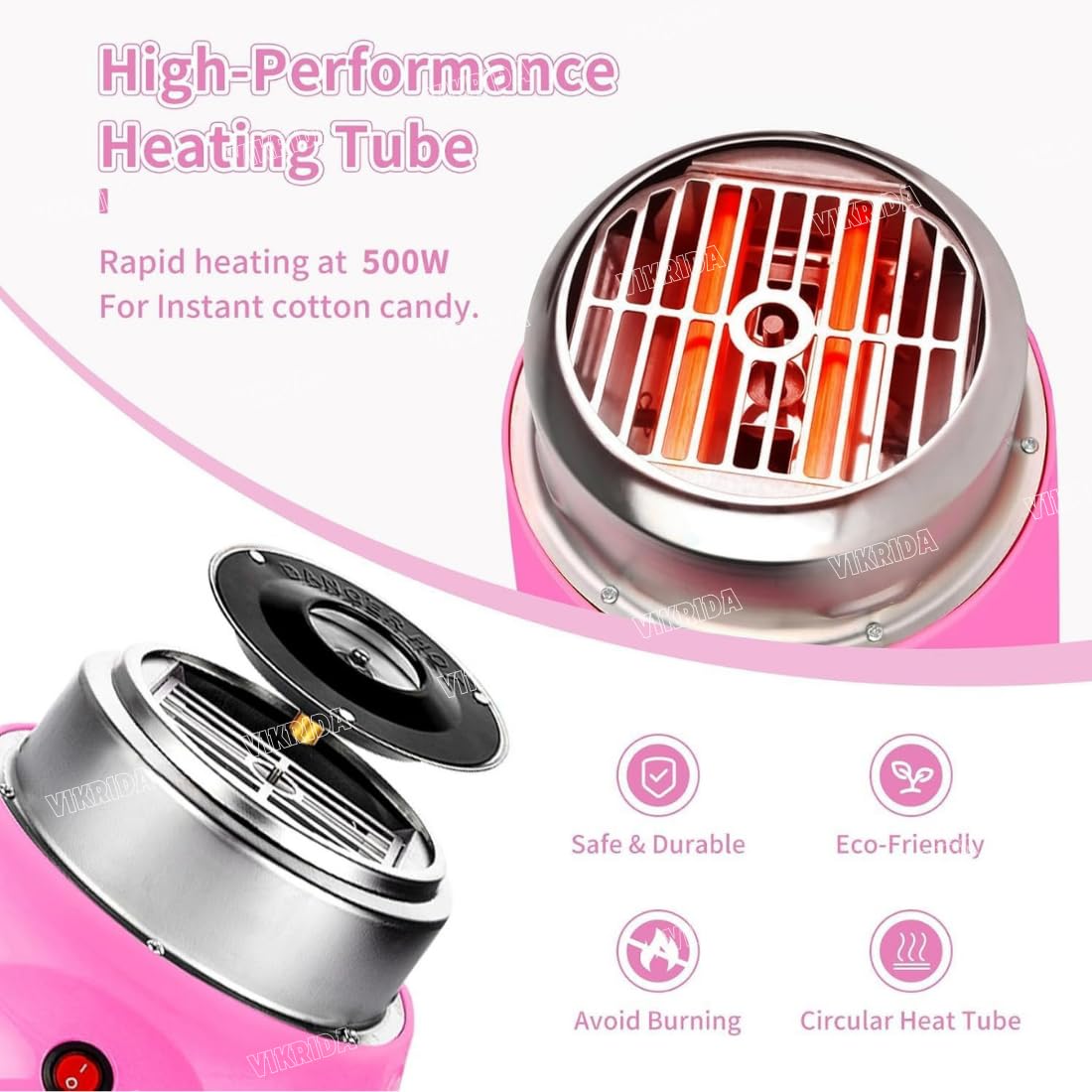 Sweet Cotton Candy Making Machine Cotton Candy Maker Automatic Mini Hard and Sugar Free Countertop Floss Maker with Sugar Spoon + Candy Floss Sticks - Multicolor