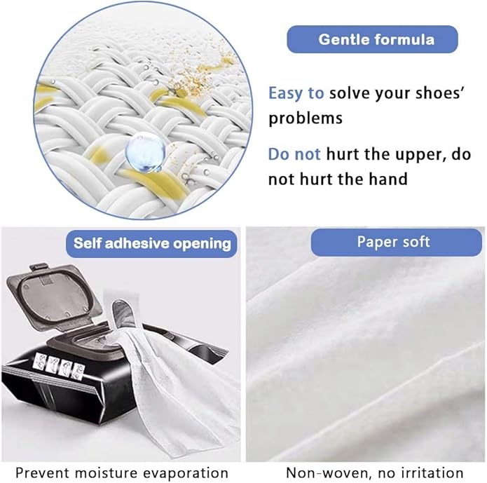 Natural Sneaker & Shoe Cleaner Wipes - 1 Packs of 80 - Portable Sneakers Cleaner Shoe Wipes Quickly Remove Dirt & Stains - These Disposable Shoe Cleaning Wipes Can