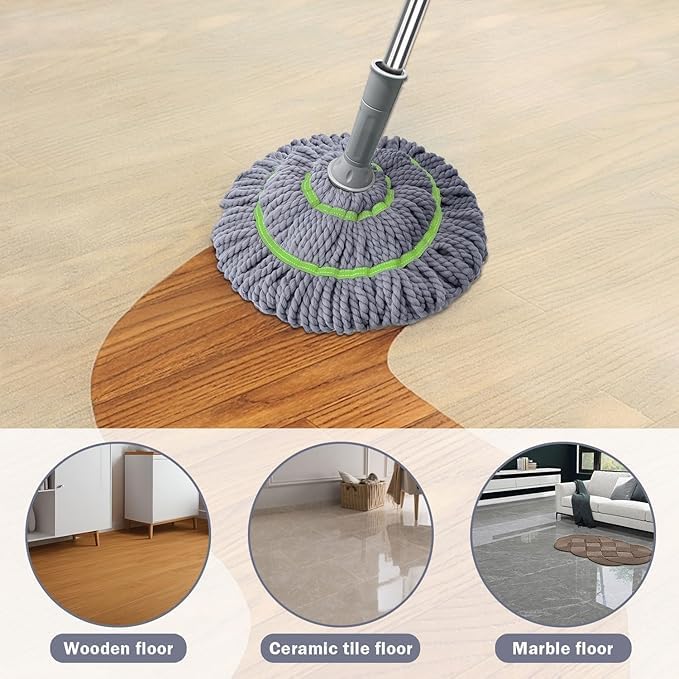 Microfiber Twist Mop for Floor Cleaning, Squeeze Twist Mop Stick, Durable Dust Easy to Use Floor Cleaner, Effective for Hardwood, Tile, and Laminate,
