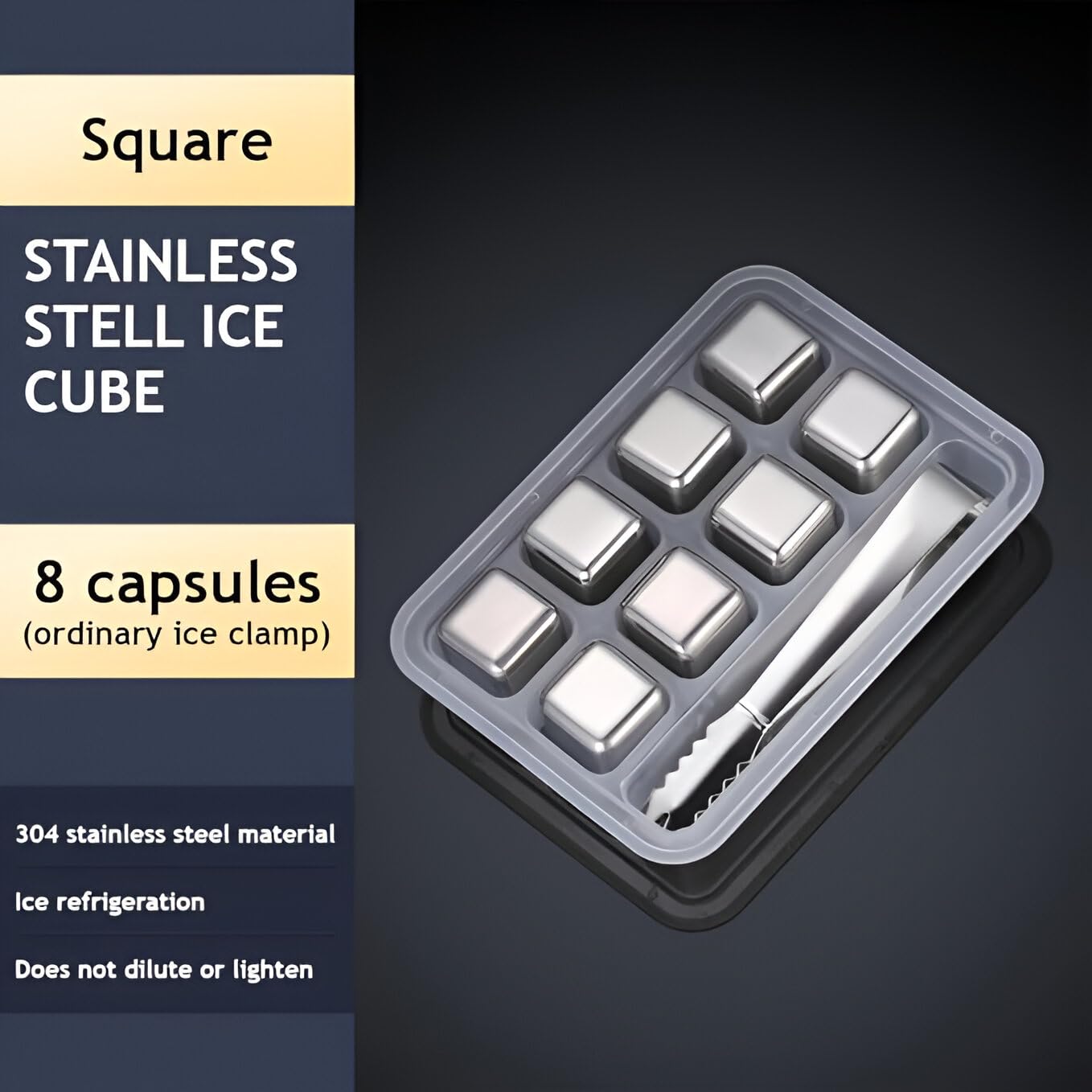 Stainless Steel Whiskey Stones Set – 8 Metal Ice Cubes with Tongs & Storage Tray for Whiskey, Wine, Bourbon, and Cocktails