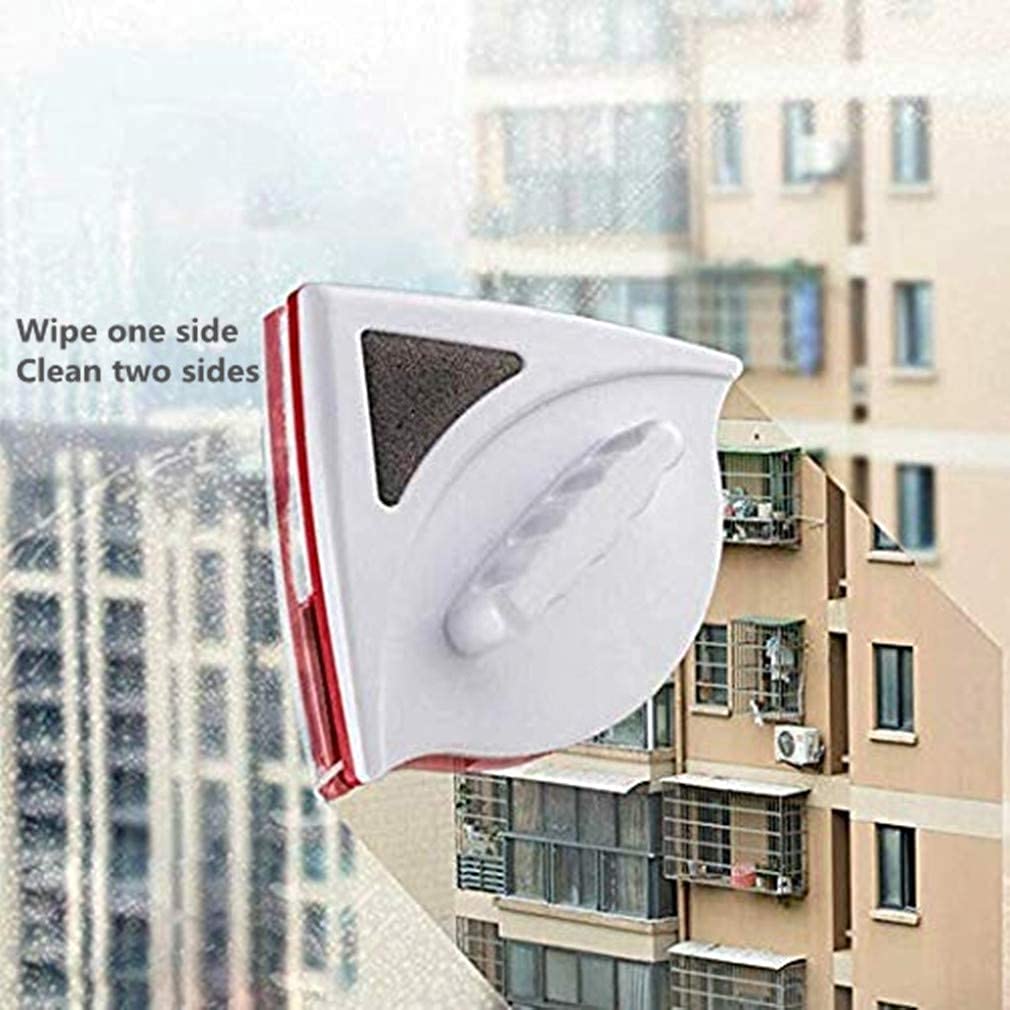 Magnetic Window Cleaner Double-Side Glazed Two Sided Glass Cleaner Wiper Nail with 2 Extra Cleaning Cotton Cleaner Squeegee Washing Equipment (Multi)
