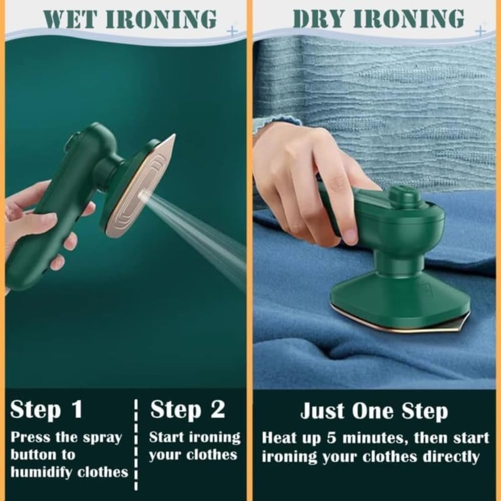 Portable Micro Steam iron, green iron Handheld Garment Steamer, Dry And Wet Wrinkles Removing Lightweight Steamer for Home Office