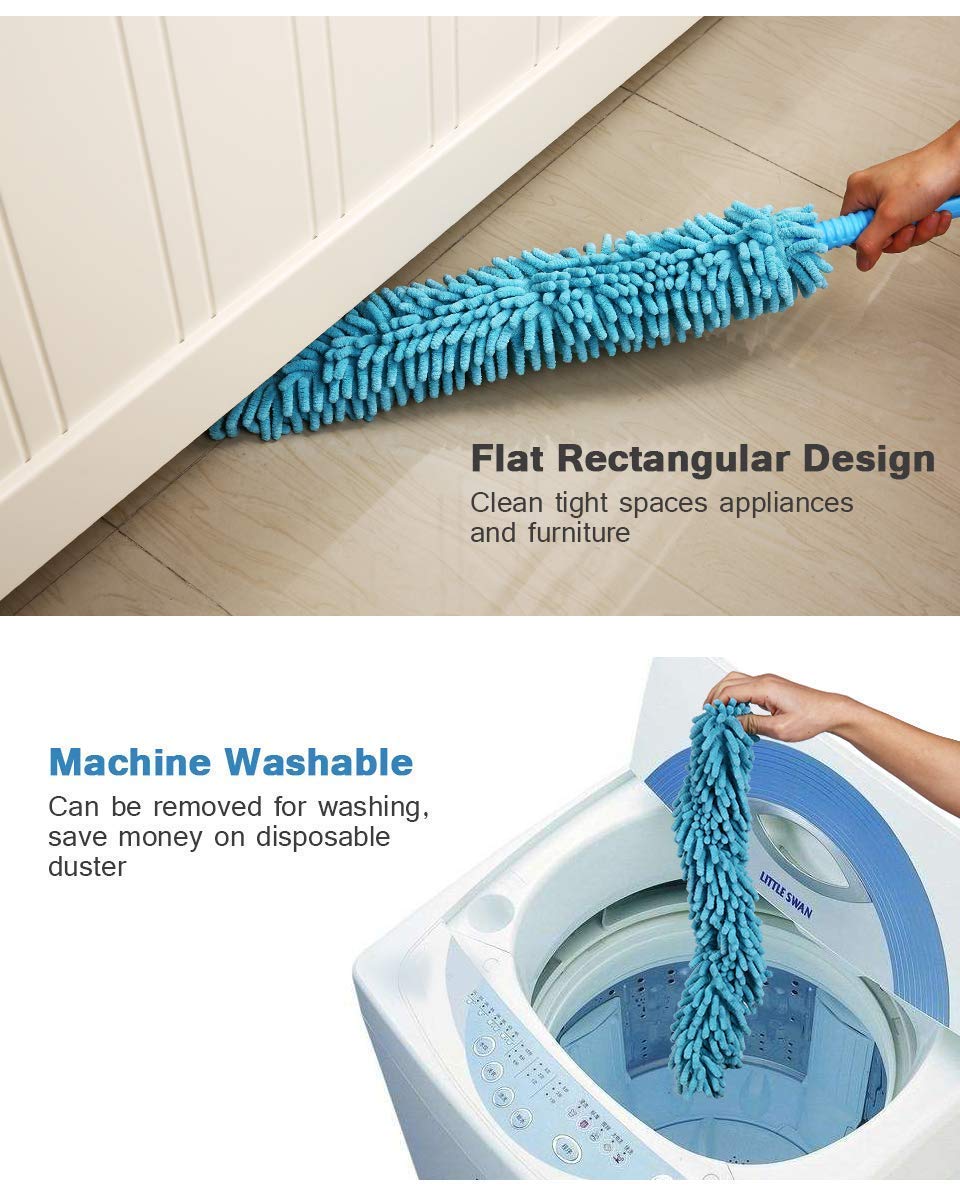 Multipurpose Microfiber Flexible with Expandable Rod for Dust Cleaning Fan Cleaner Brush with Long Rod Flexible Fan Cleaning Mop
