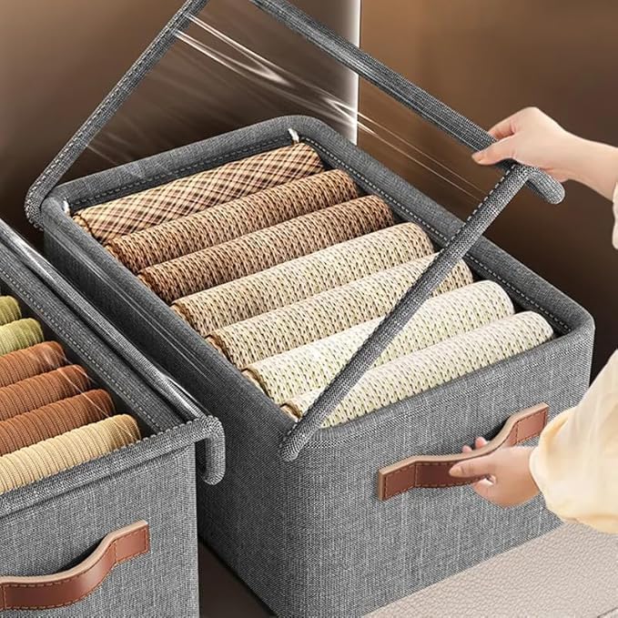 26 Litre Storage Box With Lid Clothes Storage Box With Lid Folding Storage Box With Handles Durable Clothes Basket For Blanket Space-saving Storage And Organizer For Wardrobe (1 pcs)