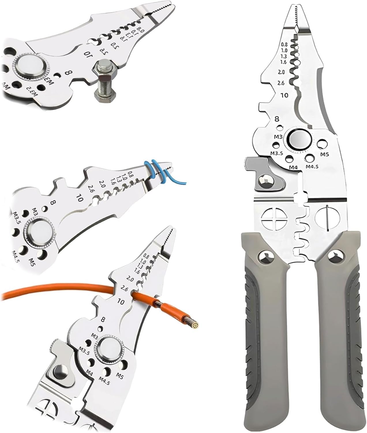 All in 1 Multifunction Stainless Steel Wire Stripper/Wire Crimping Tool, Wire Cutter, Wire Crimper, Cable Stripper, Wiring Tools