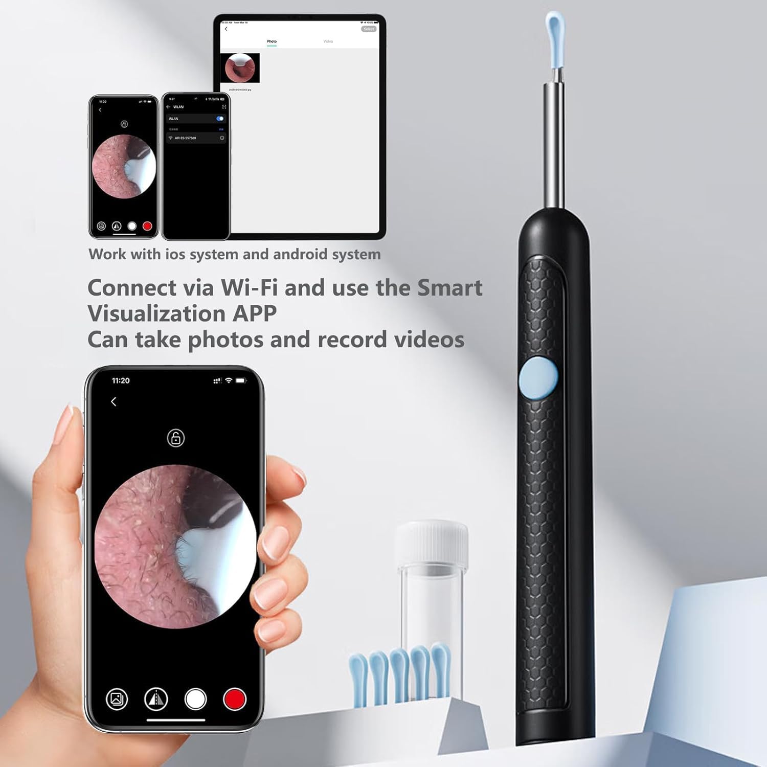 Ear Wax Removal, Ear Cleaner with Camera, Ear Wax Removal Kit with 1080P, Ear Camera Otoscope with Light, Ear Cleaning Kit for Android
