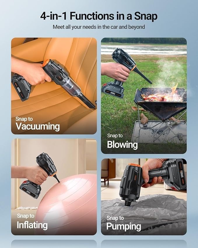 Portable Vacuum Cleaner 21000Pa Air Duster 4 in 1 Handheld With 180W Super Fast Charging and Multi-Nozzle for Car, Home, Office, Pet
