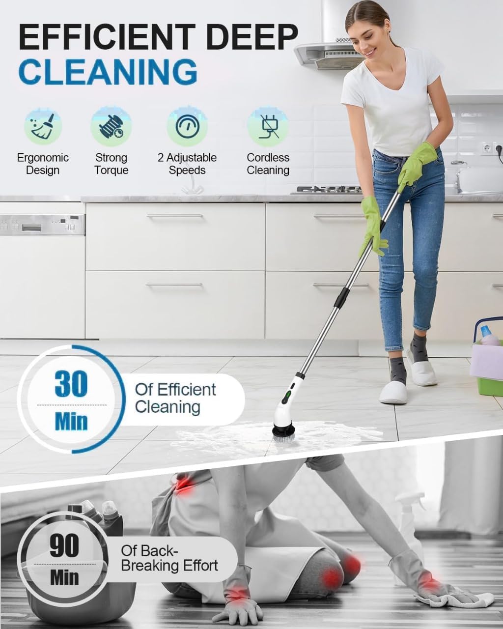 9 in 1 Cordless Electric Spin Scrubber - Cleaning Brush Scrubber for Home Bathroom Cleang