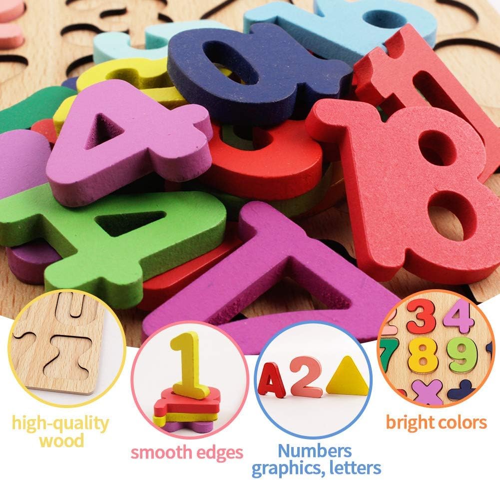 Wooden Learning Educational ABCD Board for Kids, Activity Toys for Toddlers & Preschoolers | ABCD Puzzle Set | Puzzle Toys for 2 Years Old Boys & Girls (Alphabets, Numbers & Shapes)