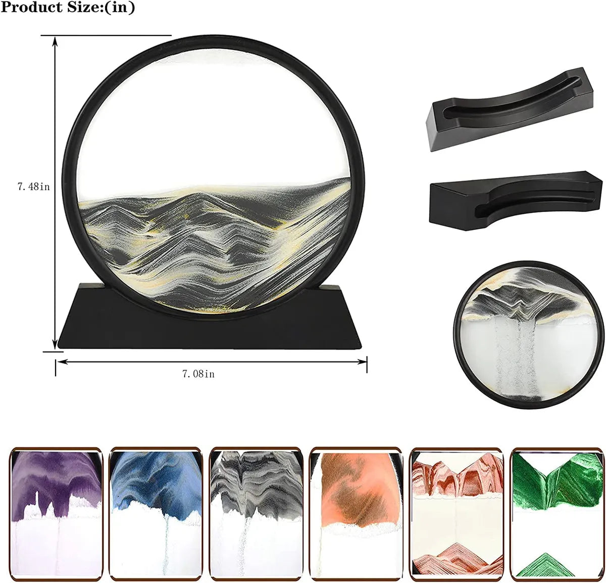 Moving Sand Art Picture Glass Liquid Painting 3D Natural Landscape showpieces for Home Decor Antique Gifts for Kids Office Desktop Decoration Desk Table Decorative Items