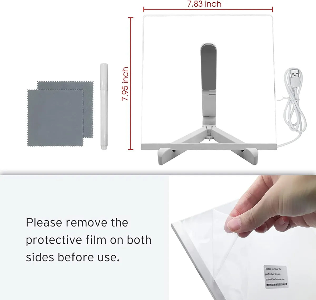 3D Acrylic Dry Erase Board with Stand & Light as a Glow Memo LED Letter Rewritable Message Glass White Board Lamp with 13 Color Pen, Note Daily Painting for Office Home (20x30 CM) (Large)