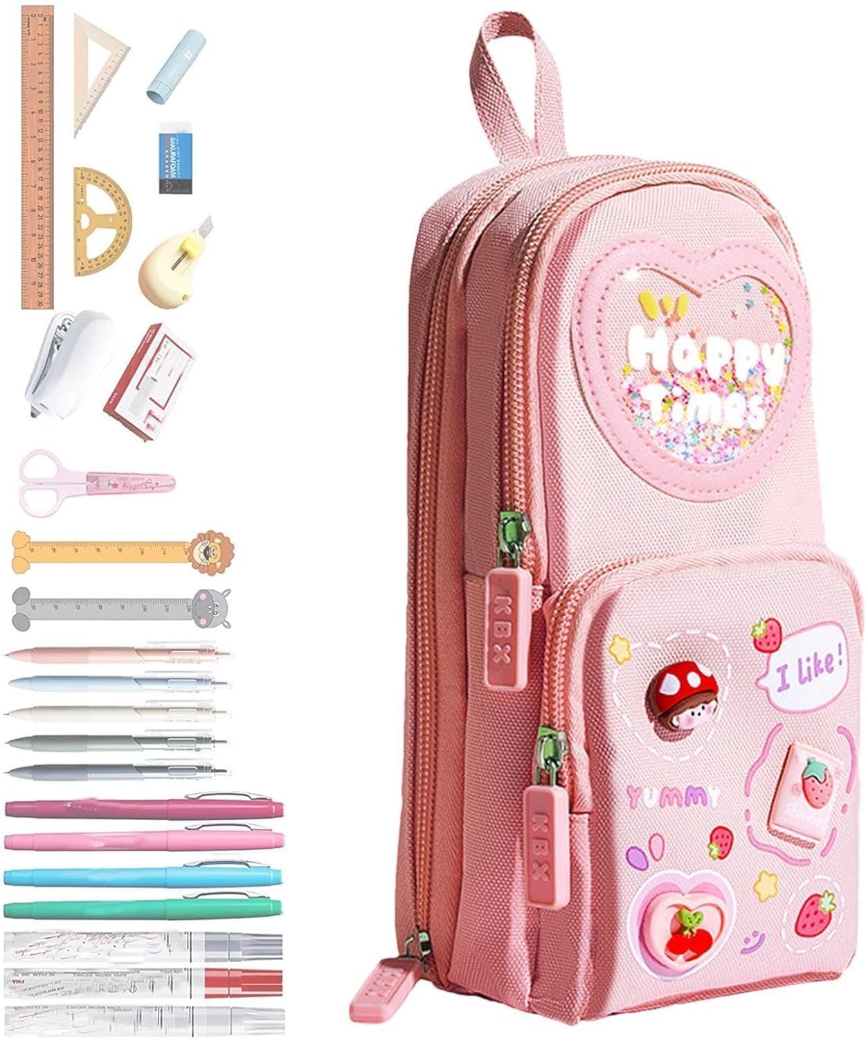Premium Pencil Case 6 Layer with 3 Compartment Cute Aesthetic Pencil Case,Stationery Organizer for School Supplies, Office, and Travel | Ideal Gift for Girls and Art Lovers - Pink