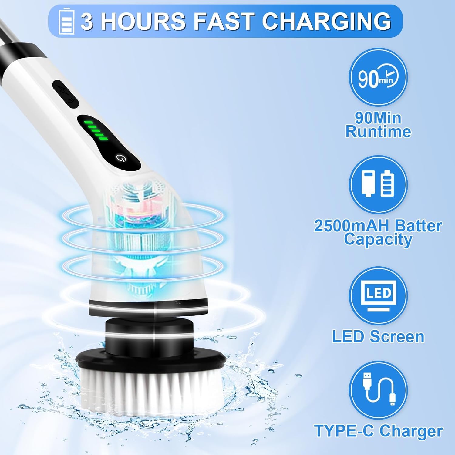 9 in 1 Cordless Electric Spin Scrubber - Cleaning Brush Scrubber for Home Bathroom Cleang