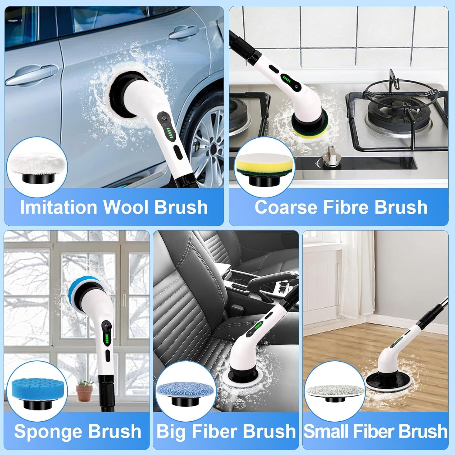9 in 1 Cordless Electric Spin Scrubber - Cleaning Brush Scrubber for Home Bathroom Cleang