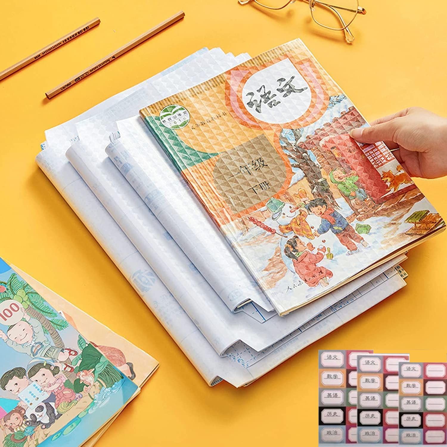 Transparent Paper Sticker Book Cover Film, Book Biding Cover [30 Pcs- 3 Different Sizes -10 Each] Waterproof Self-Adhesive Book Cover for School,