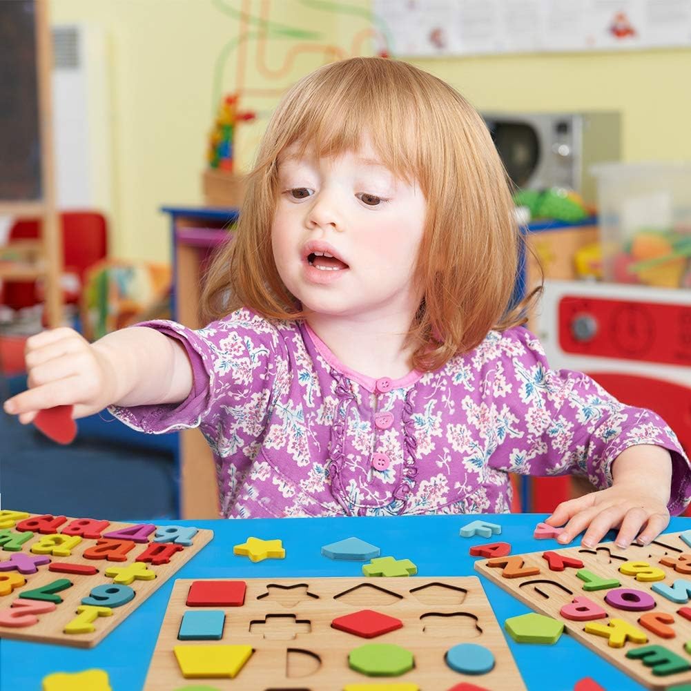 Wooden Learning Educational ABCD Board for Kids, Activity Toys for Toddlers & Preschoolers | ABCD Puzzle Set | Puzzle Toys for 2 Years Old Boys & Girls (Alphabets, Numbers & Shapes)