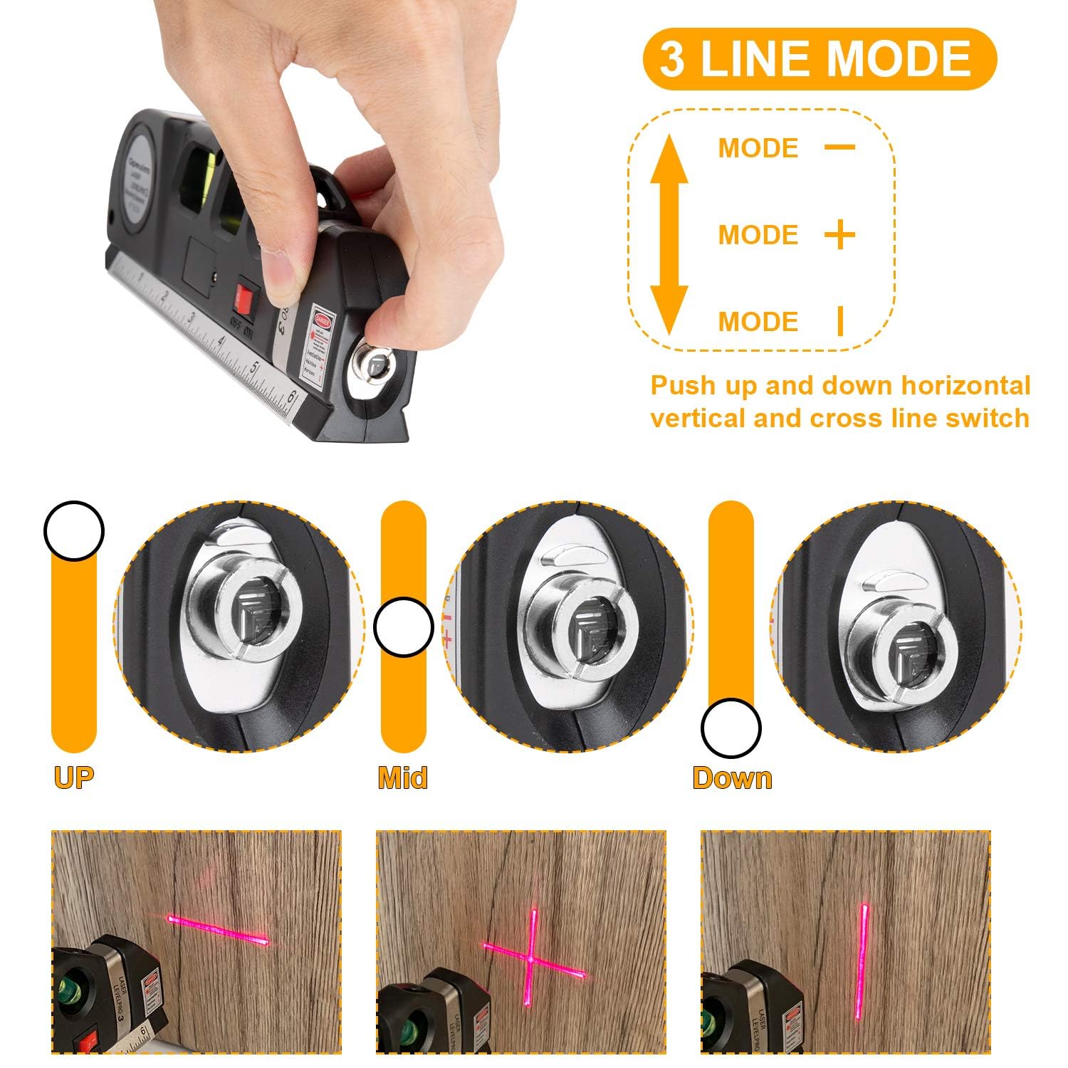 Laser Level Tool, Multipurpose Laser Level Kit Standard Cross Line Laser level Laser Line leveler Beam Tool with Metric Rulers by Qpeuim