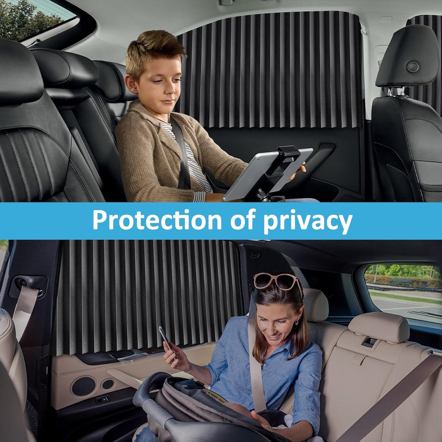 4pcs Universal Magnetic Car Side Window Curtains | Foldable Privacy Sunshade Curtains | Car Sunshade with Strong Magnets for Baby Protection, UV Blocking, and Heat Control (Black)