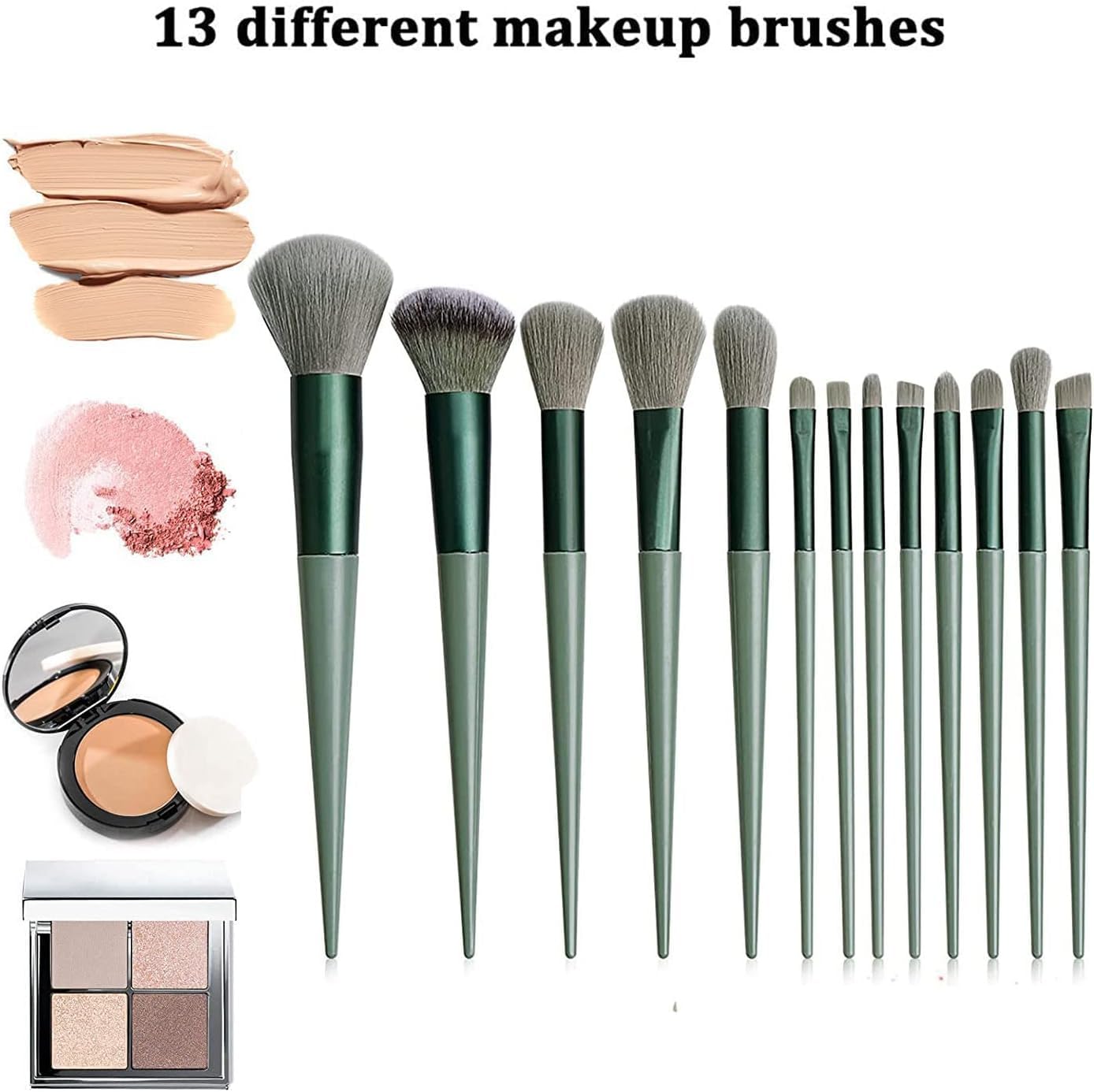 13 Pcs Makeup Brushes Set, Foundation Powder Concealer Eyeshadow Blush Highlighter Eyebrow Brush Make up Brush Set, Travel Makeup Brushes with Cloth Bag for Beginner and Makeup Artist