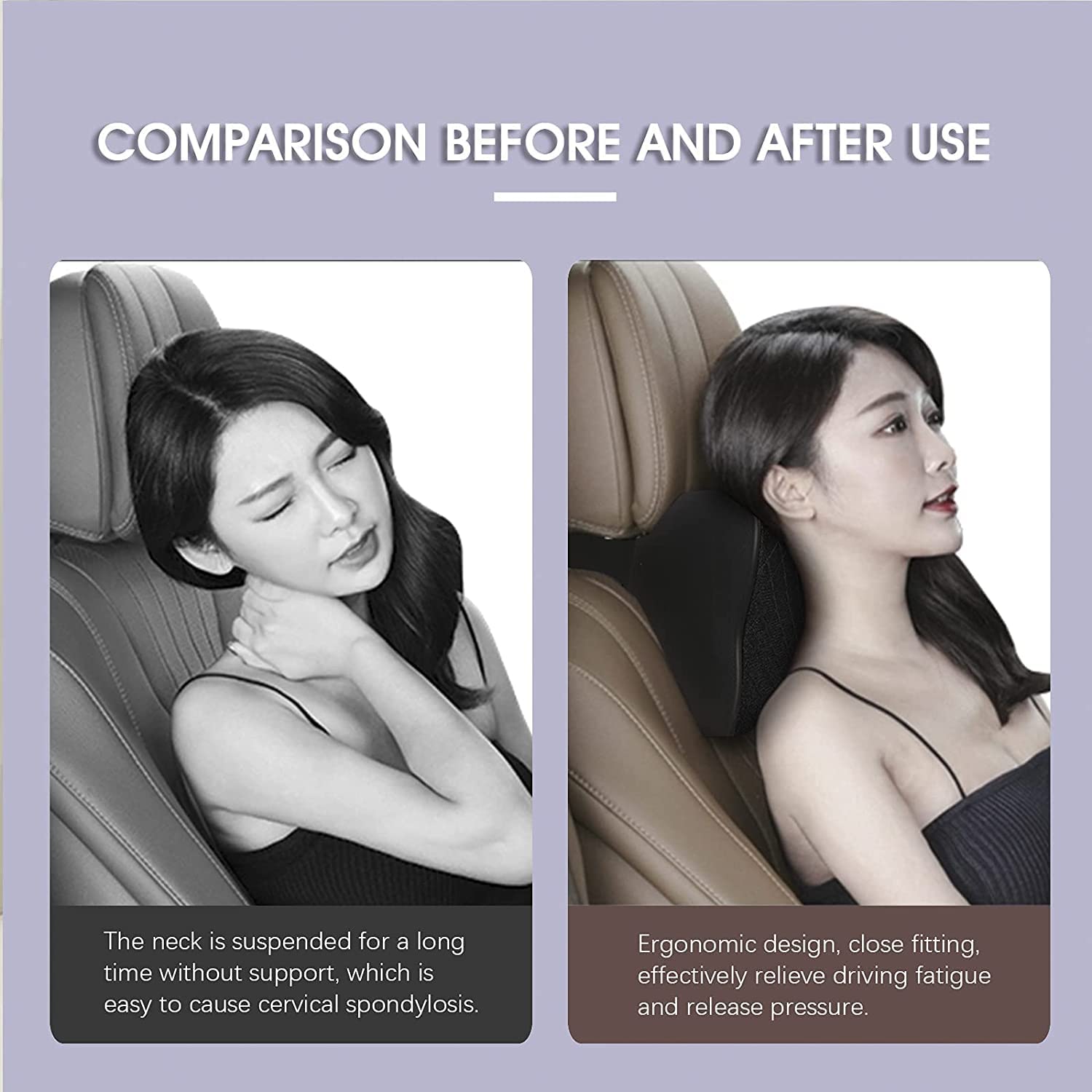 Memory Foam Car Neck Rest Pillow Seat Cushion Headrest Ergonomic Neck Support Help Relieve Neck Pain for Driver Front Back Seat