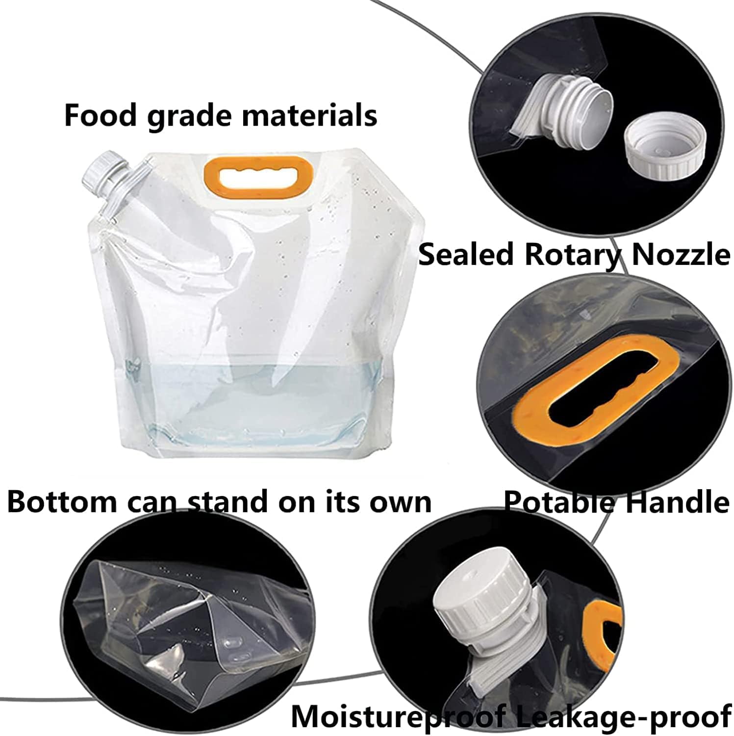 10 Pcs (2.5L) Plastic Grain Moisture-Proof Sealed Air Tight Bag Reusable Storage Pouch,Portable Handle Waterproof Packaging Food Rice,Beans,Candy,Liquid,Tea,Coffee,Oils,Beverages