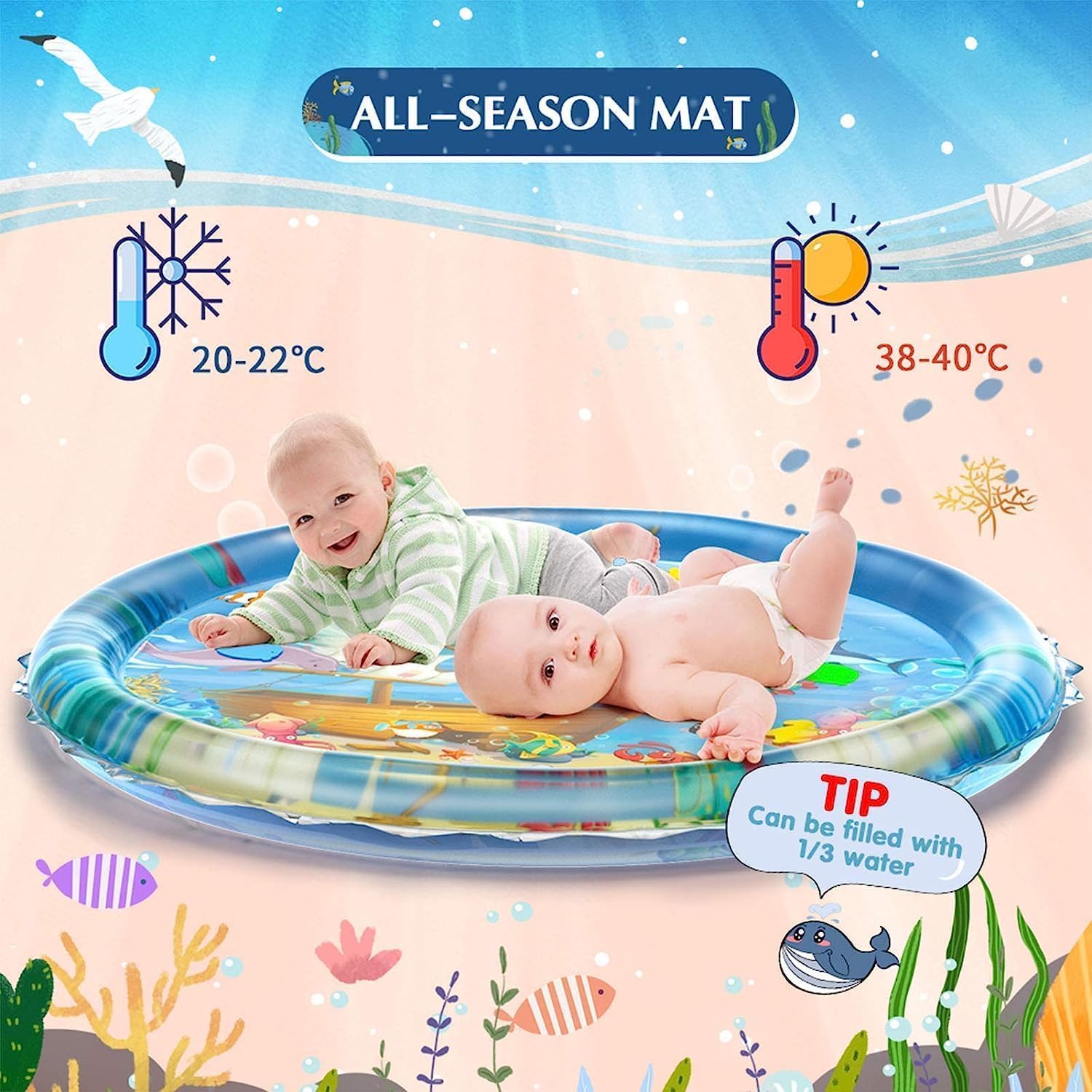 Baby Kids Water Play Mat Toys Inflatable Tummy Time Leakproof Water Play Mat, Fun Activity Play Center Indoor and Outdoor Water Play Mat for Baby (Water Play Mat)