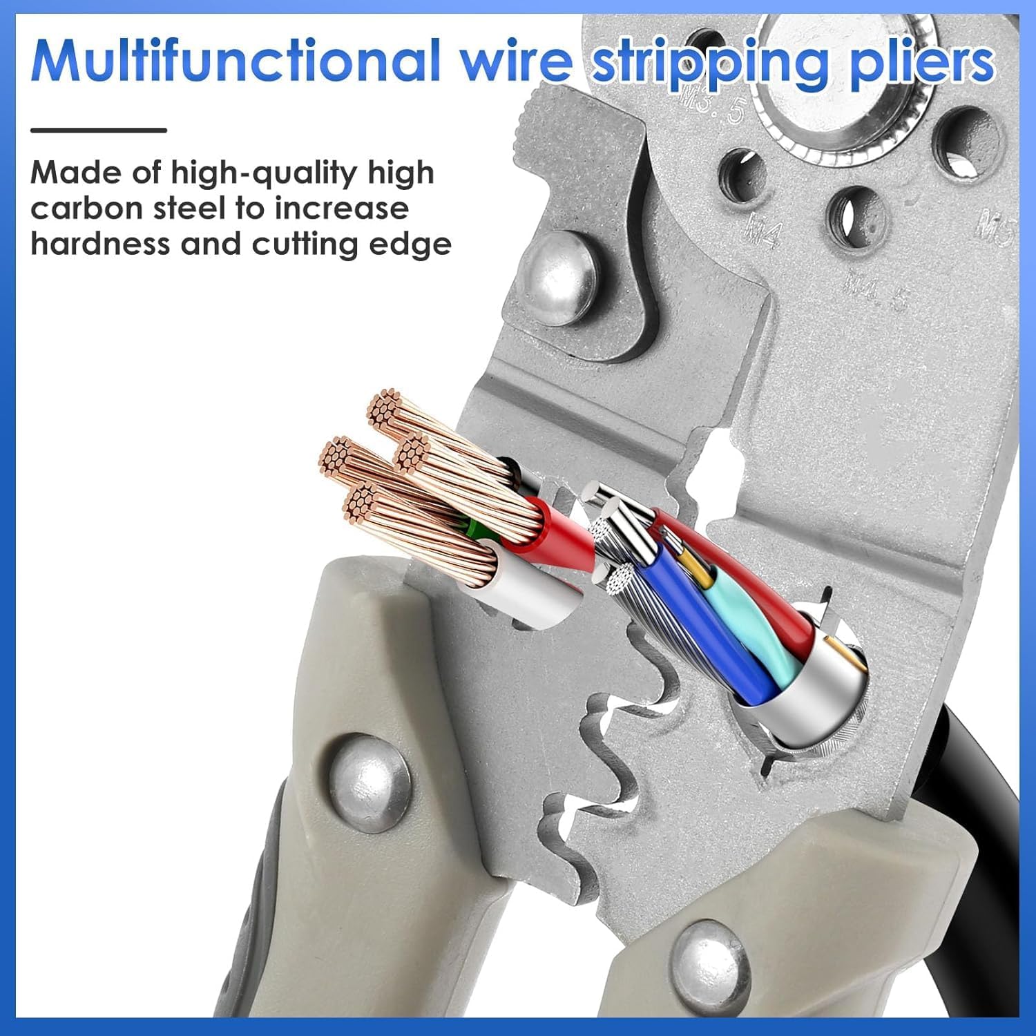 All in 1 Multifunction Stainless Steel Wire Stripper/Wire Crimping Tool, Wire Cutter, Wire Crimper, Cable Stripper, Wiring Tools