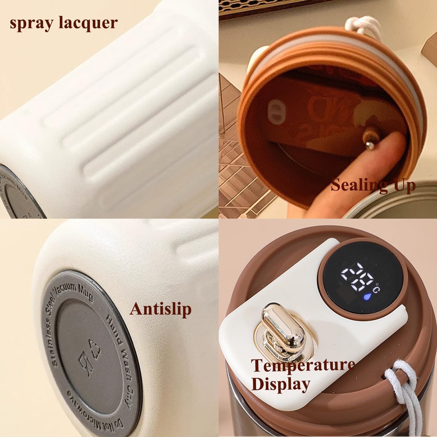 Coffee Mug Cup Digital Display, Thermos Flasks, 460 ml, 316 Stainless Steel Travel Mug, Insulated Vacuum Thermal Mug,