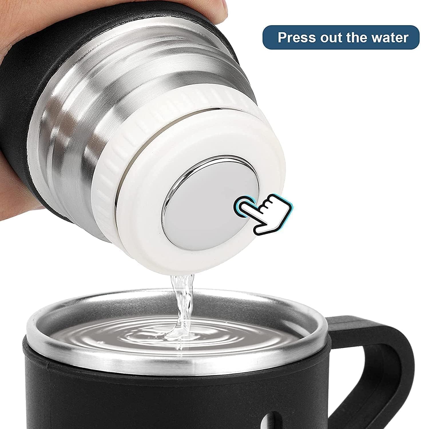 Double Wall Stainless Steel Thermo 500ml Vacuum Insulated Bottle Water Flask Gift Set with Two Cups Hot & Cold