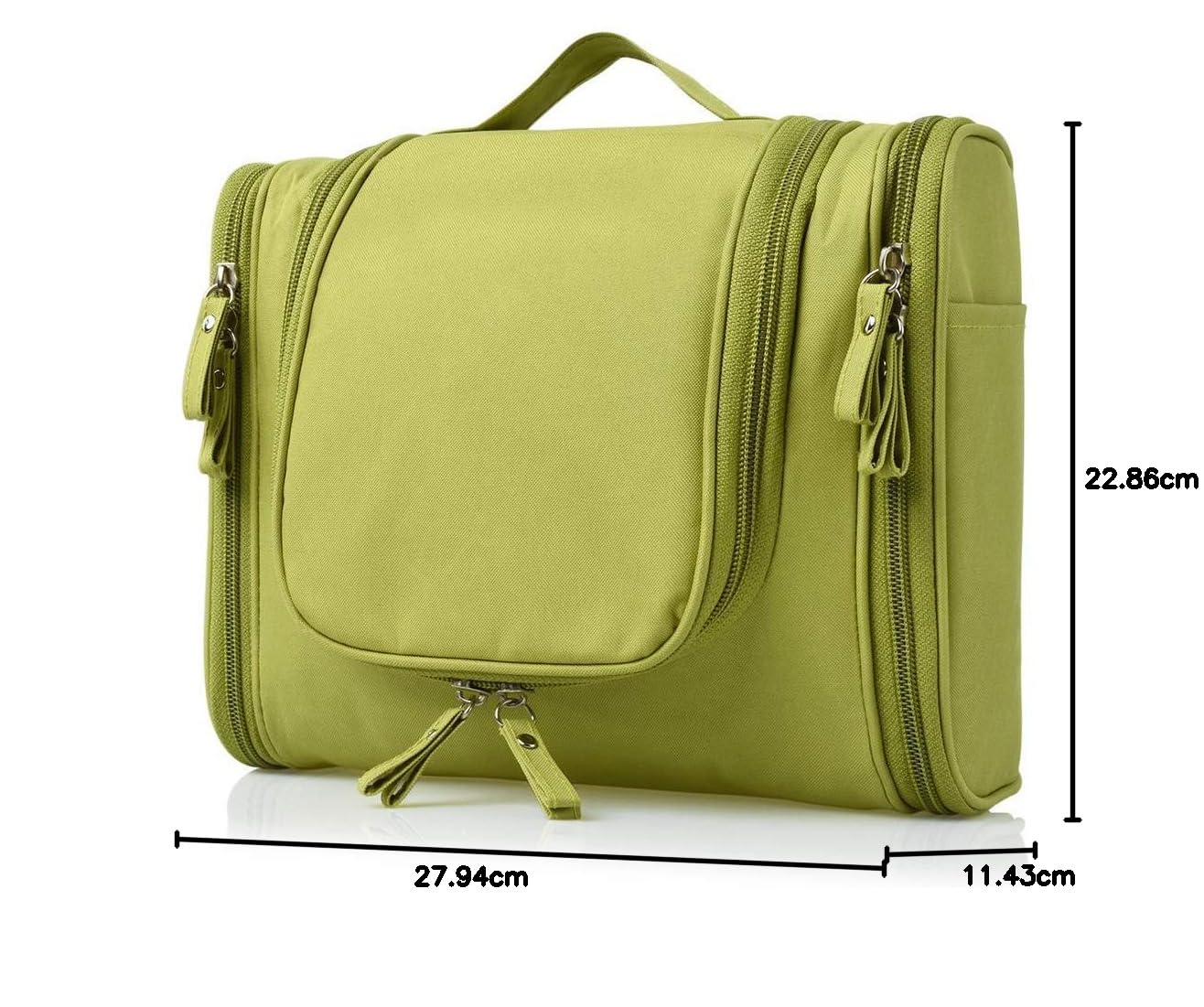 Nylon Toiletry Bag for Women Makeup Pouch Waterproof Shower Wash Bag Cosmetic Organizer Case Travel Kit Pack with Hook (Green)