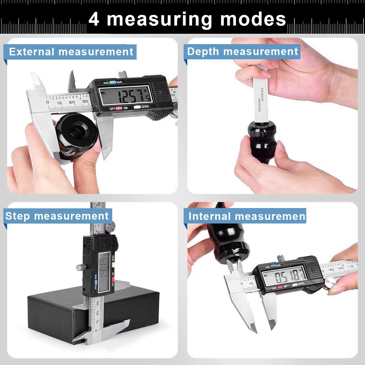 Electronic Digital Caliper Measuring Tool, Stainless Steel Vernier Caliper Digital, Easy Switch from Inch Metric, LCD Screen,0-6inch/150mm Caliper Measuring Tool for DIY/3D