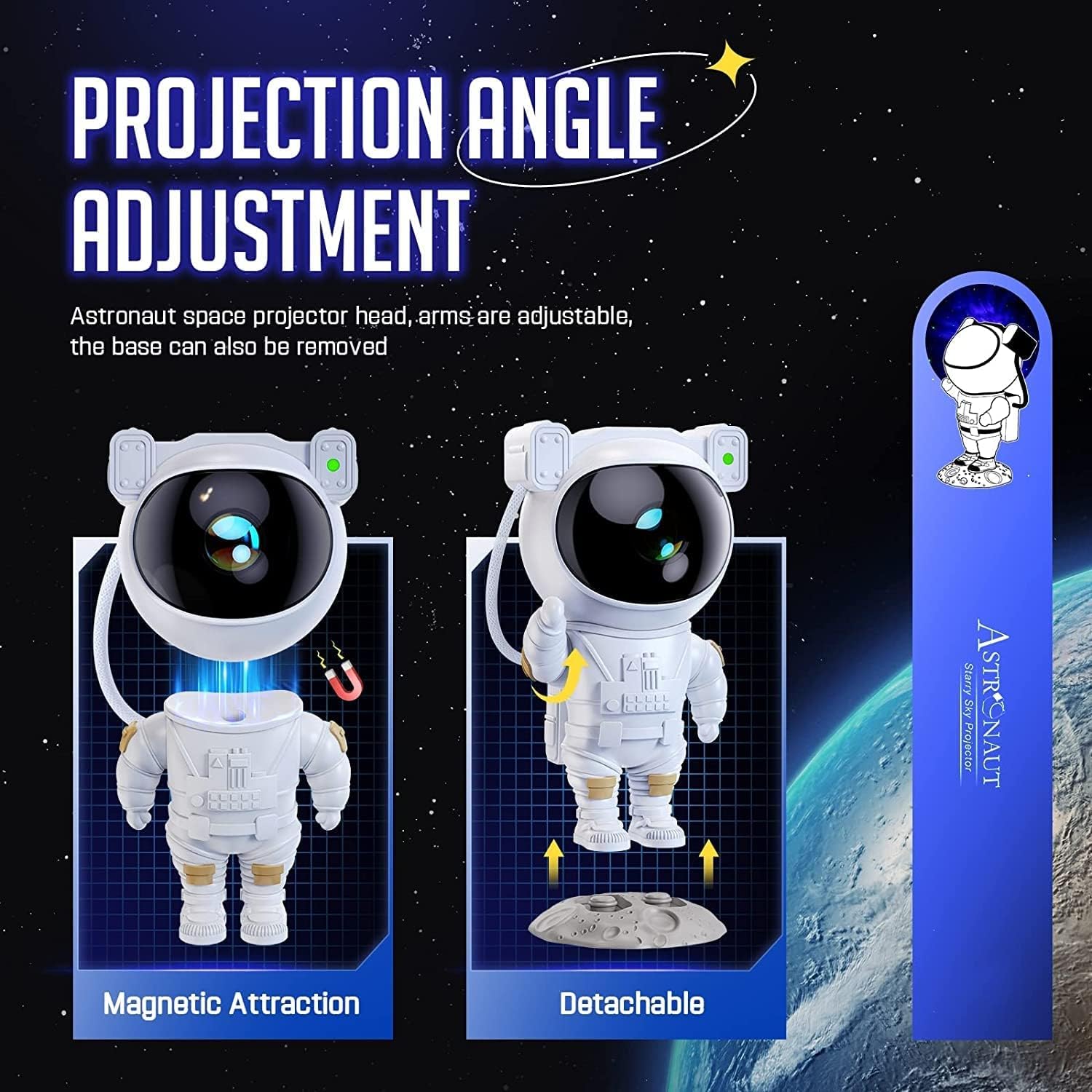 ASTRONUT STAR PROJECTION LIGHT  360° Adjustable Astronaut Design for Custom Projection