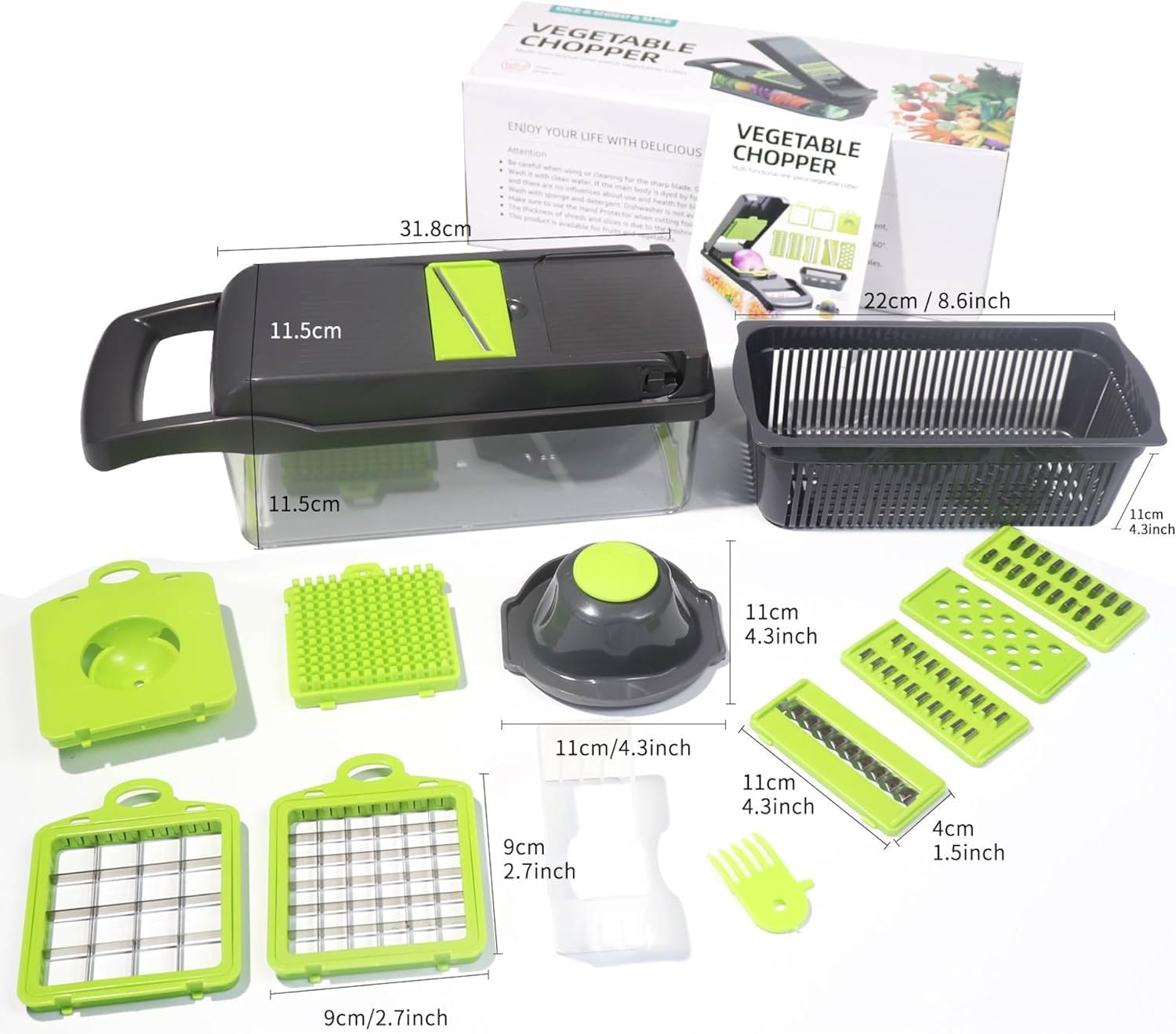 Vegetable Chopper Multifunctional 14 in 1 Food Chopper Fruit Chopper Dicer Cutter Onion Veggie Chopper with Container Egg Slicer Vegetable Slicer Cutter Kitchen Chopper
