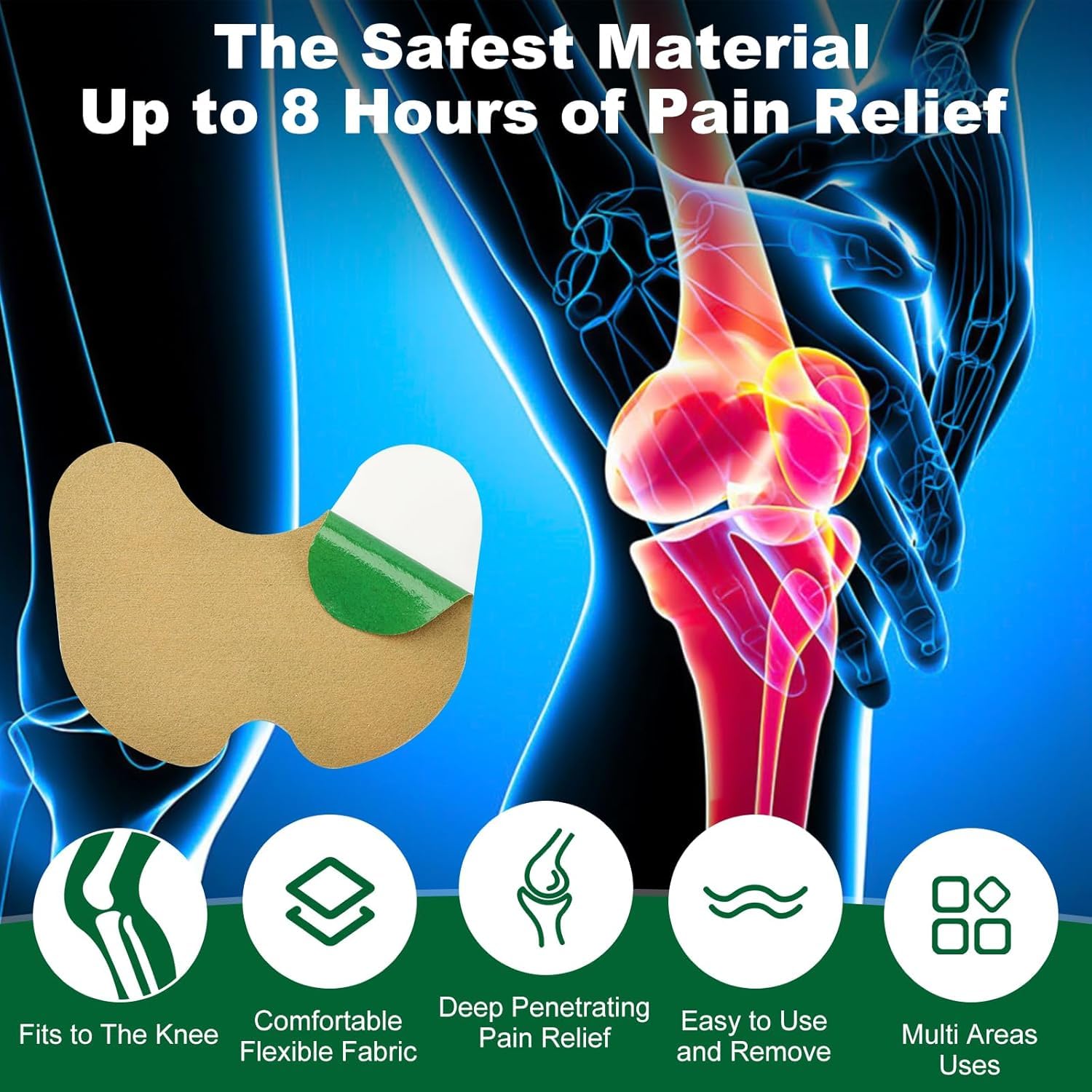 Herbal Pain Relief Knee Patches-30 Made with Natural Wormwood | Instant Extract Patch Relief of Joint Pains