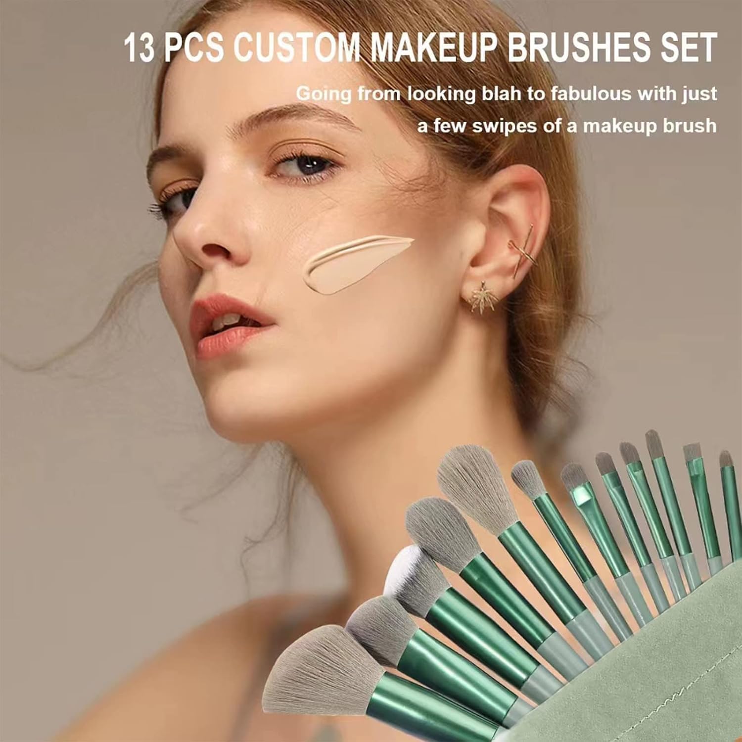 13 Pcs Makeup Brushes Set, Foundation Powder Concealer Eyeshadow Blush Highlighter Eyebrow Brush Make up Brush Set, Travel Makeup Brushes with Cloth Bag for Beginner and Makeup Artist