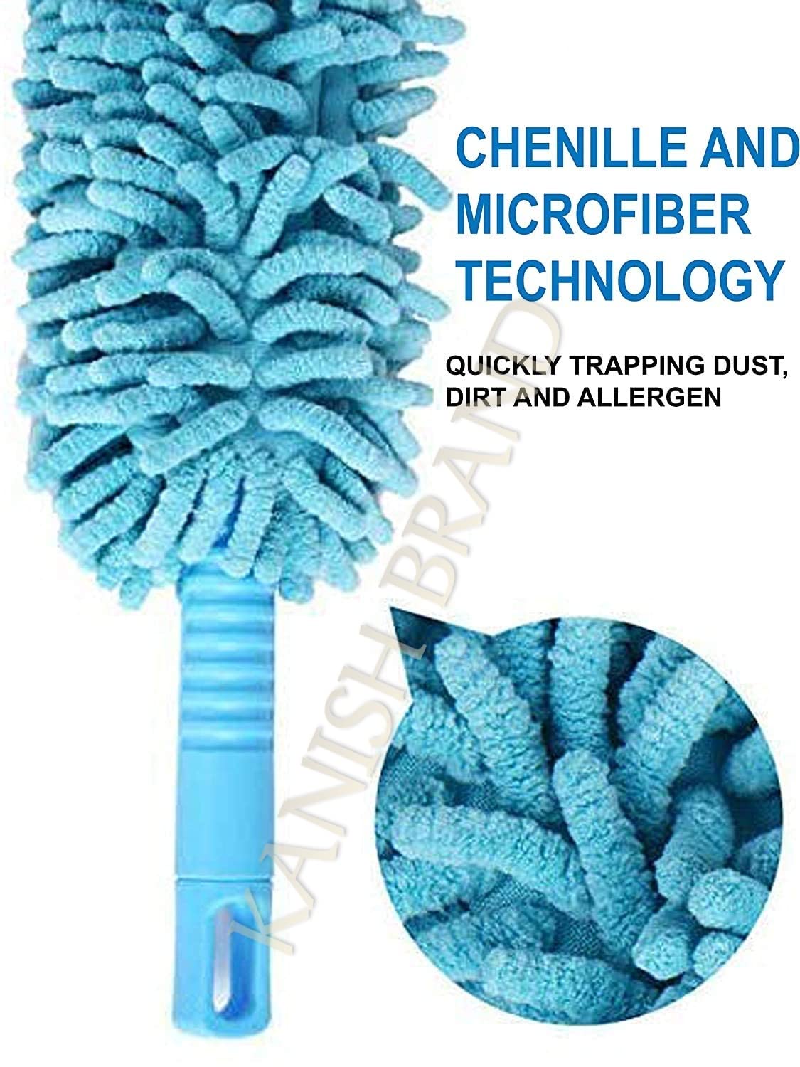Multipurpose Microfiber Flexible with Expandable Rod for Dust Cleaning Fan Cleaner Brush with Long Rod Flexible Fan Cleaning Mop