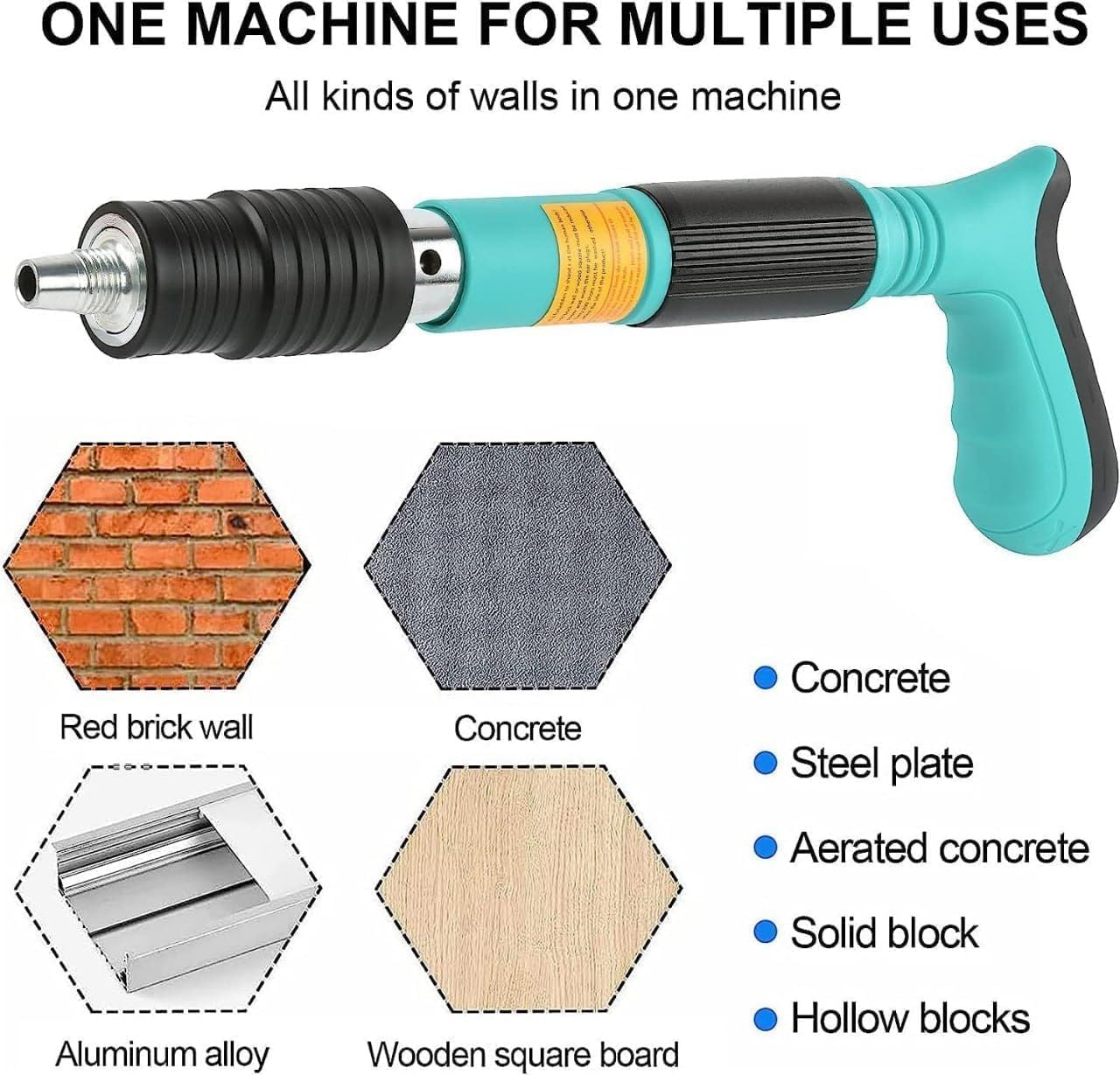Non Slip Rivet Gun and Rivets, Manual Steel Nail Gun Tool, Fixation Tool, Driller Fasting Tools, Household Woodworking Accessories with (20 Nail).
