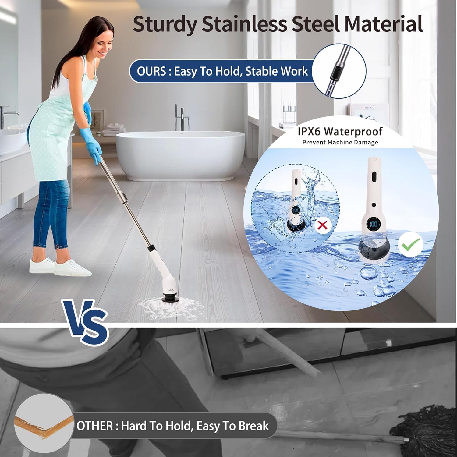 9 in 1 Cordless Electric Spin Scrubber - Cleaning Brush Scrubber for Home Bathroom Cleang