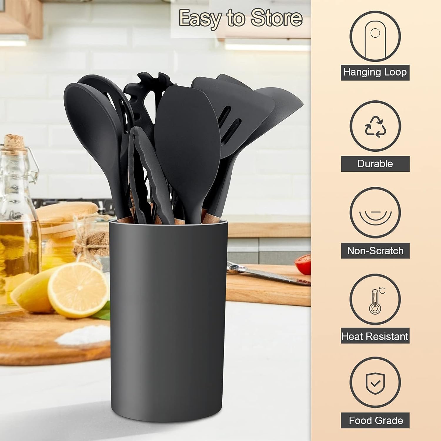 Silicone Kitchen Spatula and Utensils Spoon Set 12-Piece Silicone Kitchen Cooking Utensils Set, Non-Stick Utensils Set Heat Resistant Easy Clean, BPA Free Tools