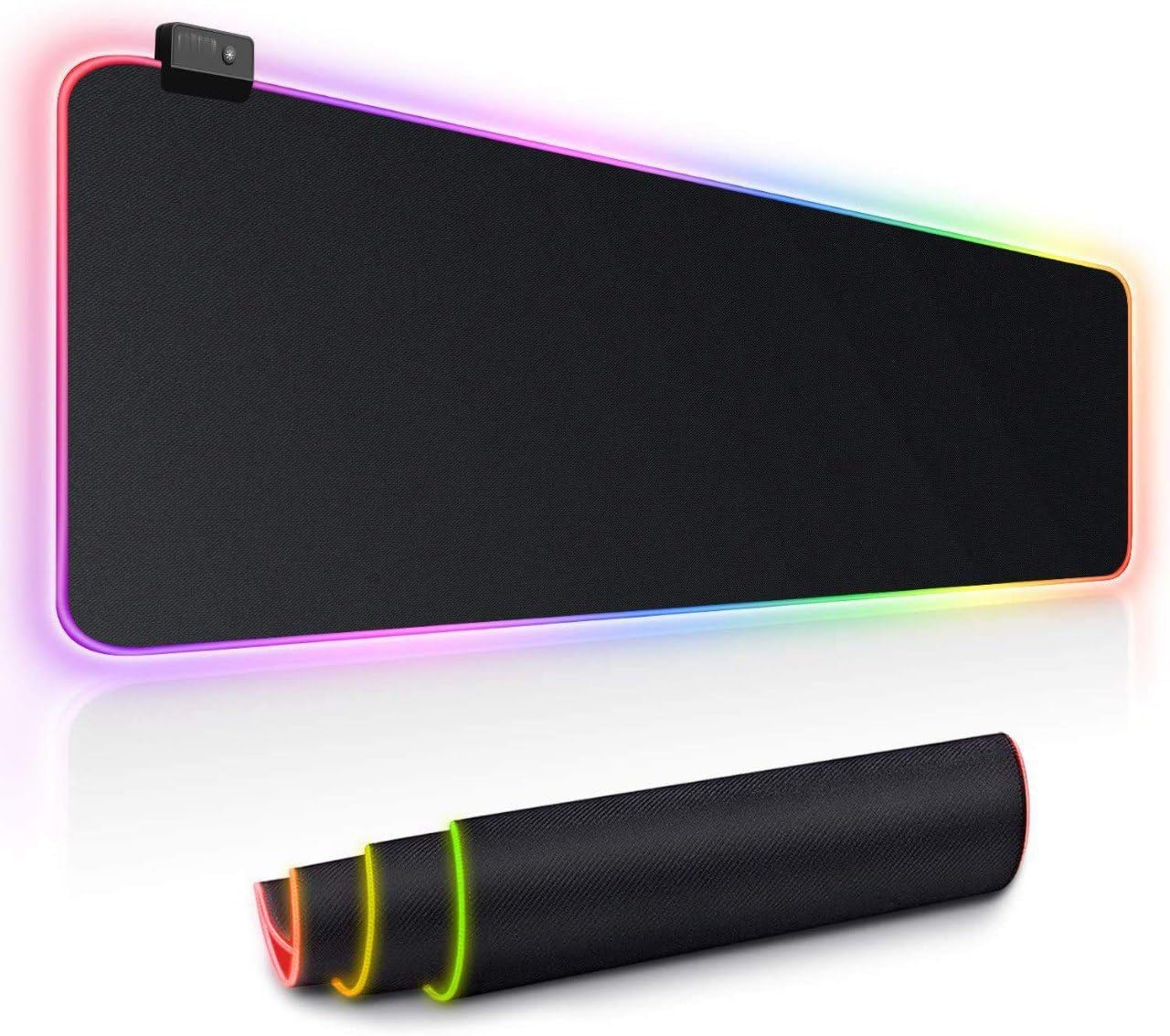 RGB Gaming Mouse Pad, Soft Glowing 14 LED Modes, Gaming Desk Keyboard Pad, Mouse Mat, Non-Slip Rubber Base