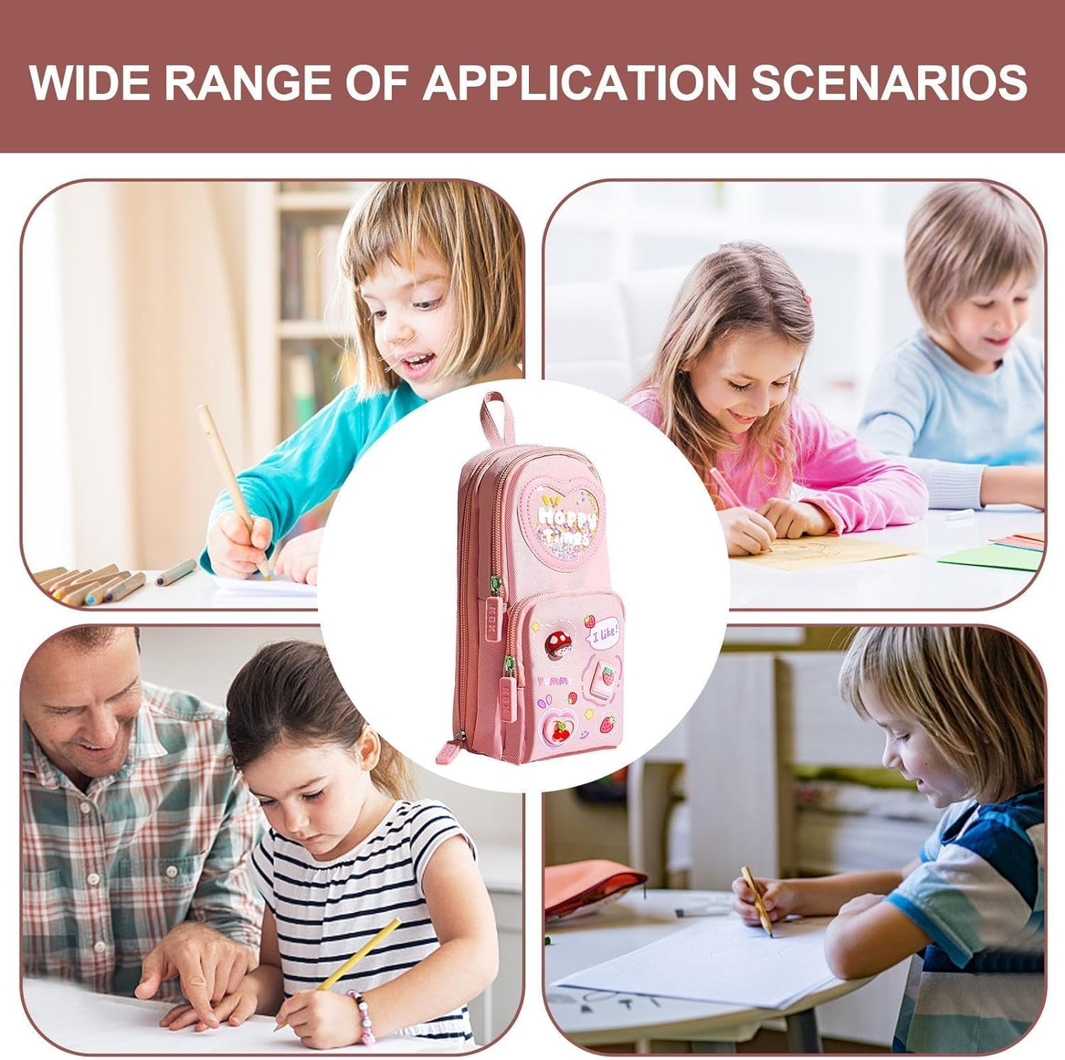 Premium Pencil Case 6 Layer with 3 Compartment Cute Aesthetic Pencil Case,Stationery Organizer for School Supplies, Office, and Travel | Ideal Gift for Girls and Art Lovers - Pink