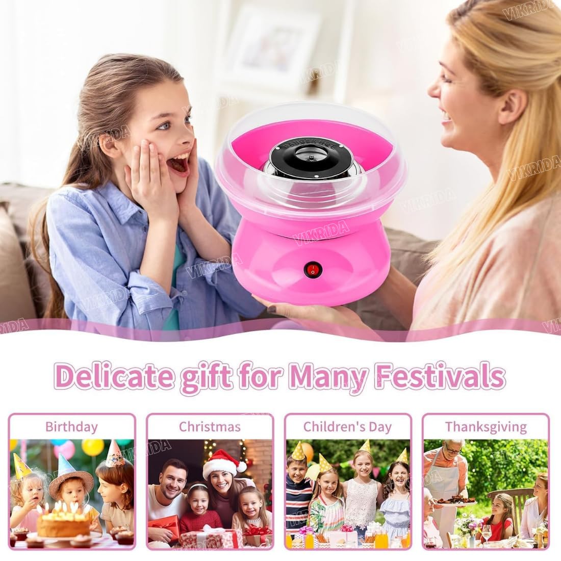 Sweet Cotton Candy Making Machine Cotton Candy Maker Automatic Mini Hard and Sugar Free Countertop Floss Maker with Sugar Spoon + Candy Floss Sticks - Multicolor
